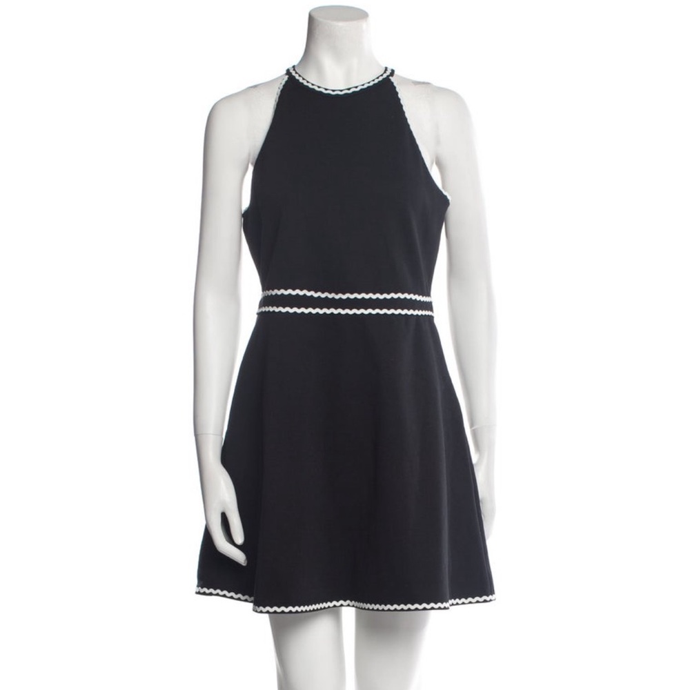 HILL HOUSE HOME “Billie” Black A-Line Halter Mini Tennis Dress Rickrack M Medium